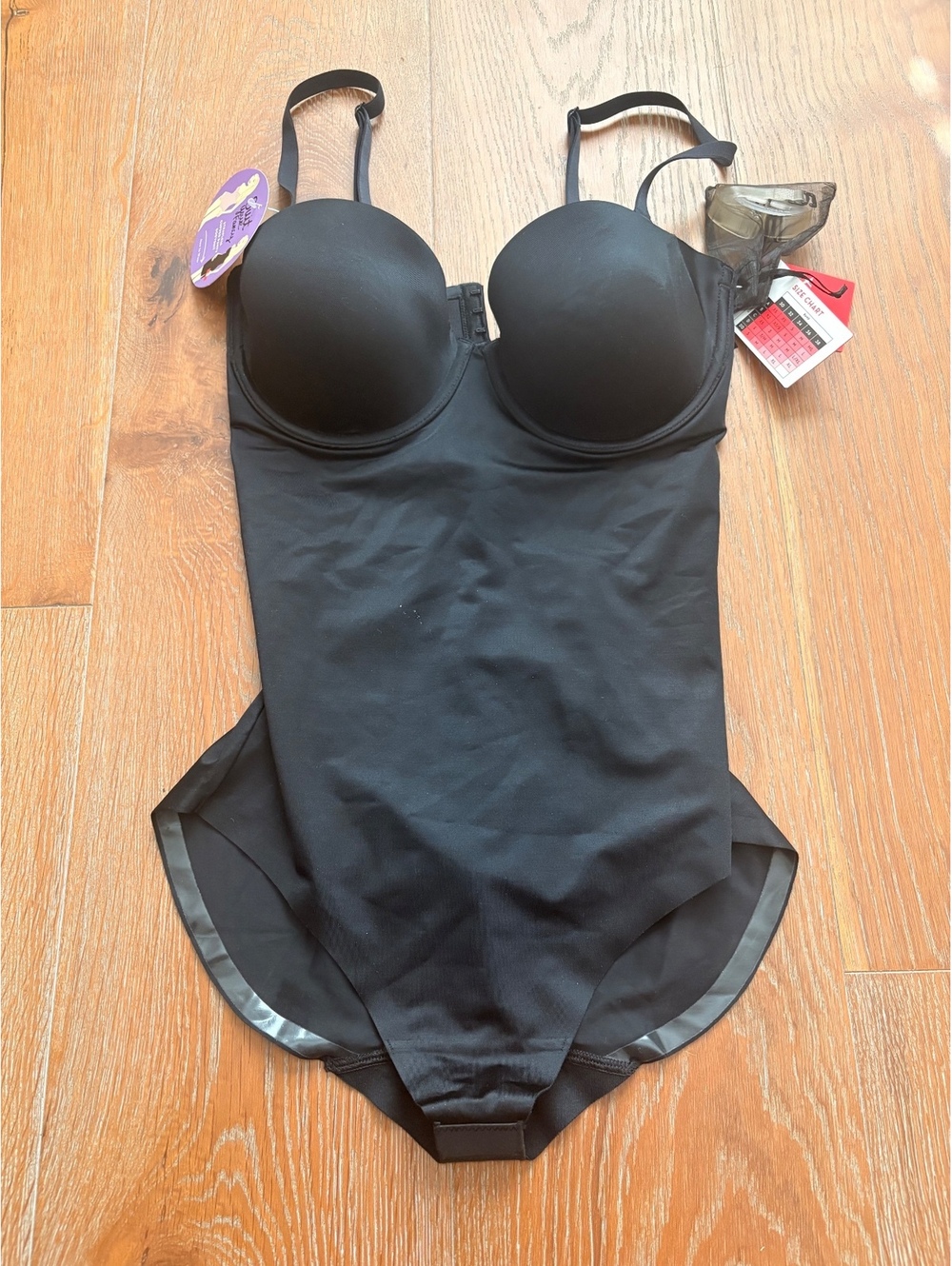 Spanx Black Bodysuit Shapewear Adjustable Straps M/M NWT